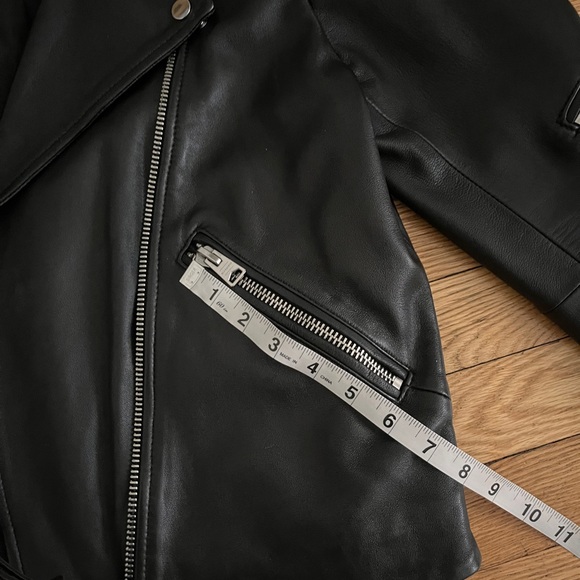 AllSaints Darnley Black Leather Biker Jacket US 10 - Picture 13 of 14